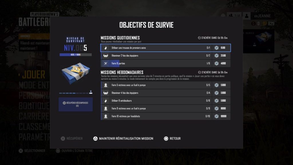 pubg défis quotidiens et hebdo