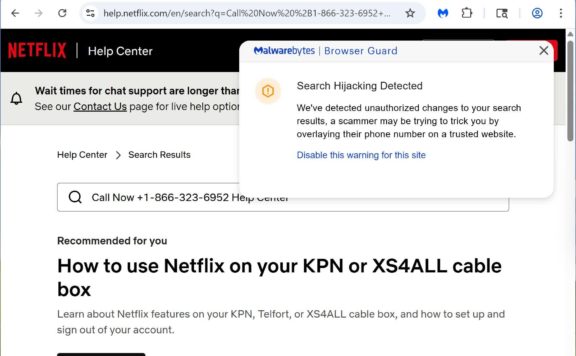 Scammers hijack real support pages to show fake phone numbers